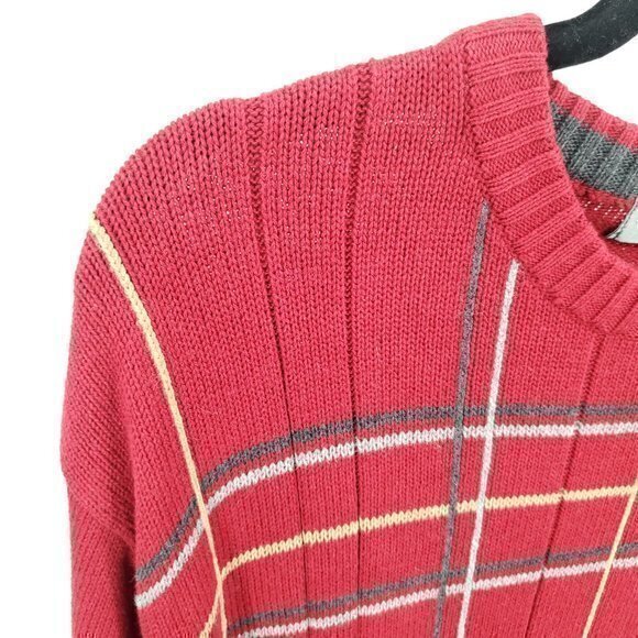 Men's Oscar de la Renta XL Ribbed Red Crew Neck Sweater 100% Cotton - Picture 6 of 16